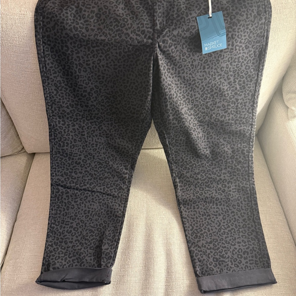 NWT Market & Spruce Animal Print Long Skinny Pants 18W